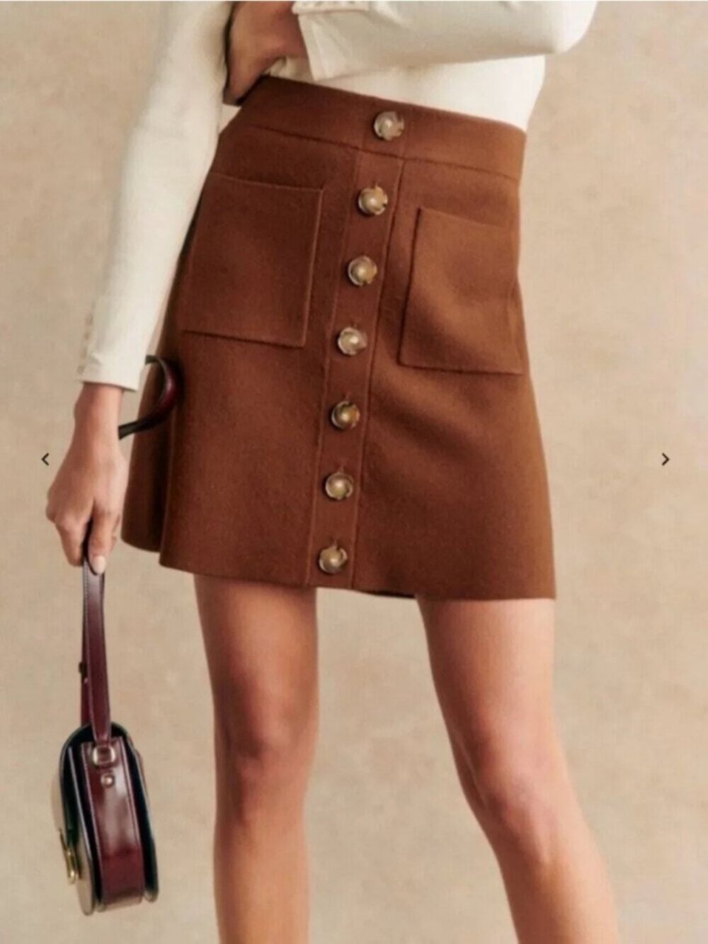 SEZANE Sezane Louisa Skirt Size Medium Hazelnut Brown
